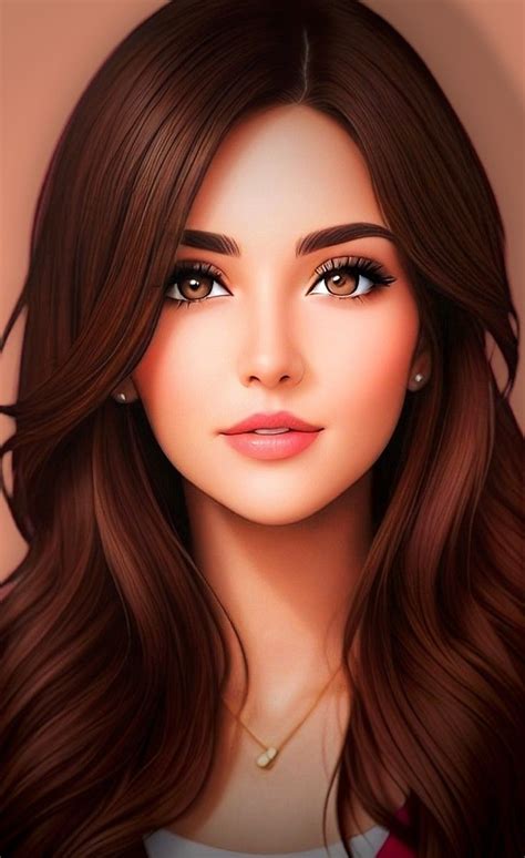 A Digital Painting Of A Woman With Long Brown Hair