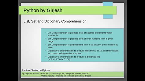 List Set And Dict Comprehension In Python Youtube