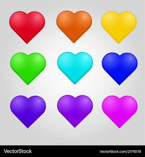 Colorful Heart Set Royalty Free Vector Image Vectorstock