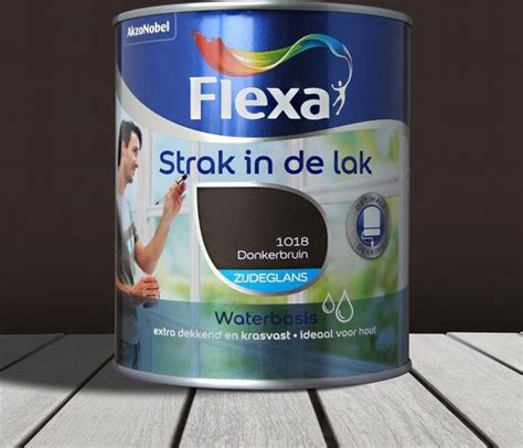 Flexa Strak In De Lak Watergedragen Zijdeglans Donkerbruin Ml Bol