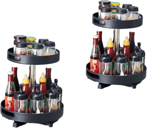 Amazon 2 Pieces 2 Tier Rotating Spice Racks Metal Steel Turntable