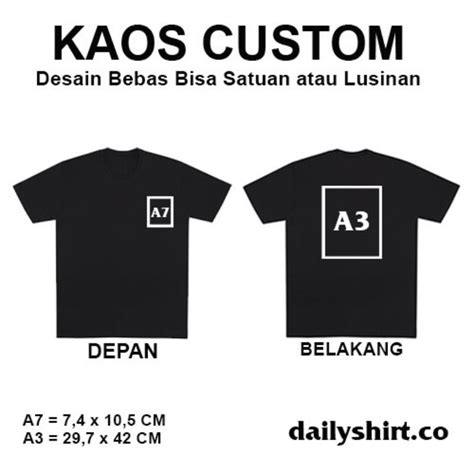 Jual Kaos Custom Sablon Foto Dan Gambar Satuan DTF Ukuran Depan A7