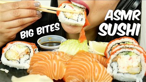 Asmr Sashimi Sushi Roll Eating Sounds Big Bites No Talking Sas