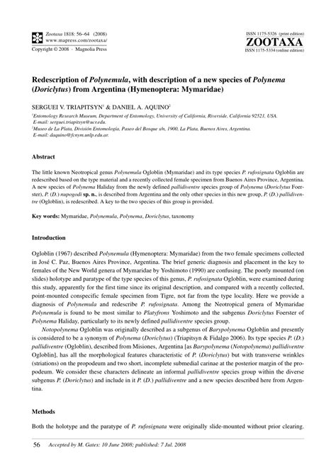 Pdf Redescription Of Polynemula With Description Of A New Species Of