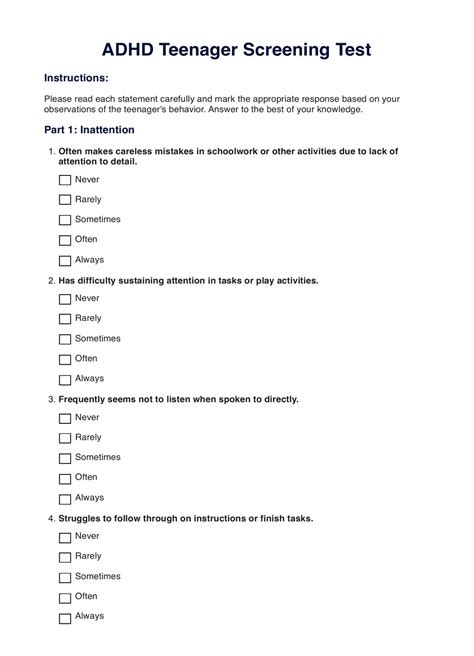 Adhd Spectrum Test And Example Free Pdf Download