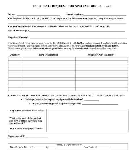 Special Order Form Template Free