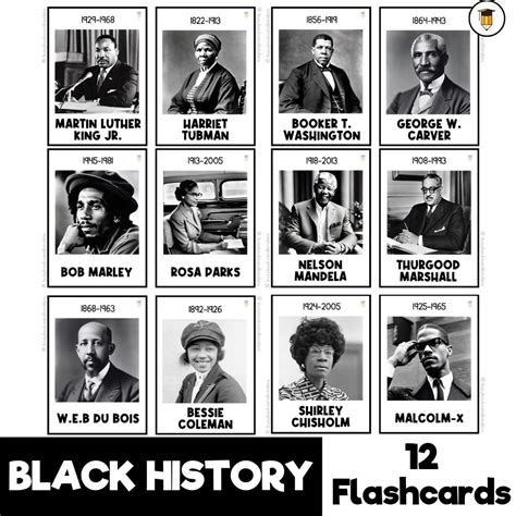 12 Black History Flashcards Bulletin Board Display Black History Decor