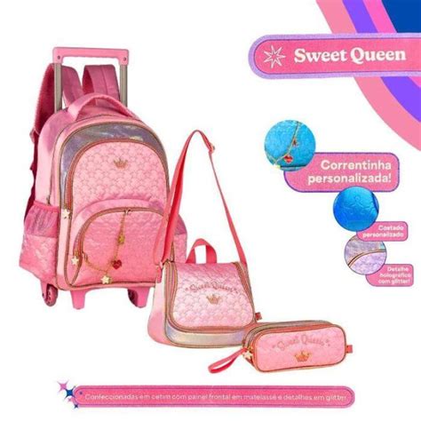 Comprar Conjunto Trolley Escolar Mochila Lancheira Estojo Sweet