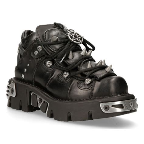 Black New Rock Metallic Shoes M 110 S1 The Dark Store