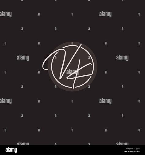 Initials VK Logo Monogram With Simple Circle Line Style Vector Graphic