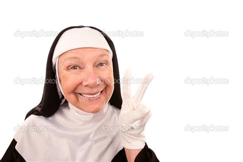 Funny Nun Making Peace Sign Stock Photo By ©creatista 40081683