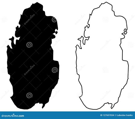 Simple Only Sharp Corners Map State Of Qatar Vector Drawing Stock