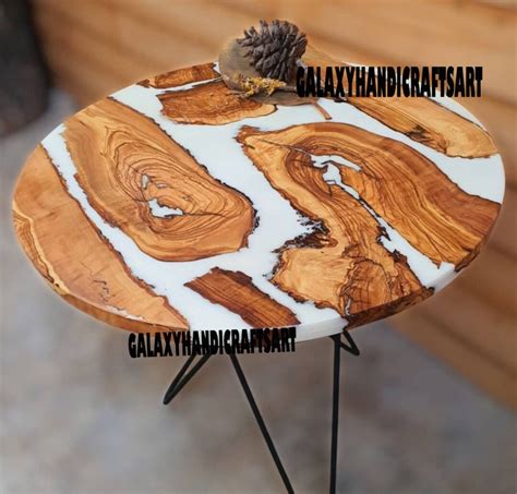 White Live Edge Epoxy Table Epoxy Center Table White Coffee Table ...