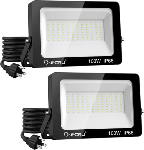 Onforu Pack W Led Flood Light With Plug Lm Super Bright Led