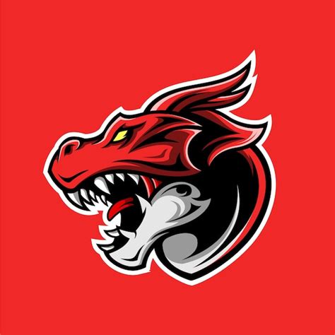 Wütender roter drache esports illustration maskottchen logo vektor