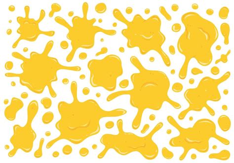 Yellow Melting Liquid Cheese Splash Splatter Vector Food Illustration