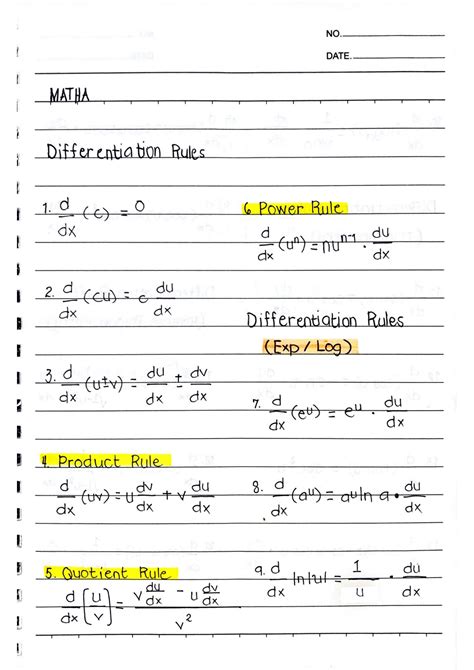 SOLUTION: Differentiation formulas - Studypool