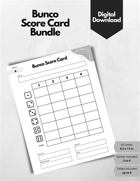 Bunco Score Card Bundle Bunco Game Table Tally Sheet Bunco Tables Printable Bunco Etsy