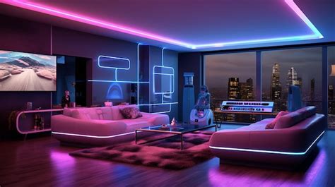 Premium AI Image | Interior of a modern living room with blue and ...