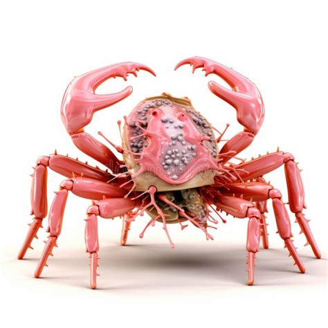 Vibrant 3d Illustration Of A Pink Crab With Explosive Pigmentation