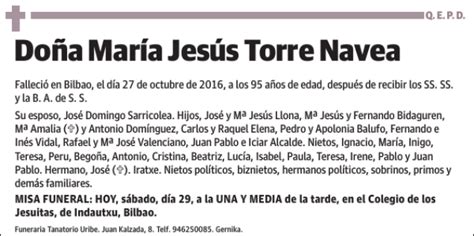 María Jesús Torre Navea Esquela Necrológica El Correo