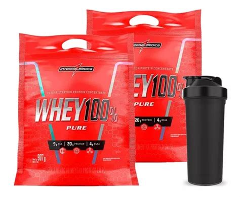 Combo 2x Whey 100 Pure Refil 907g Integralmedica Brinde Frete Grátis