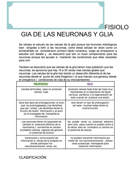 Copia De Fisiologia De Las Neuronas Y Glia FISIOLO GIA DE LAS