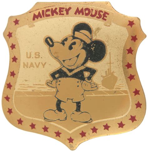 Hake S Mickey Mouse U S Navy Rare Brass Badge With Him As A Sailor