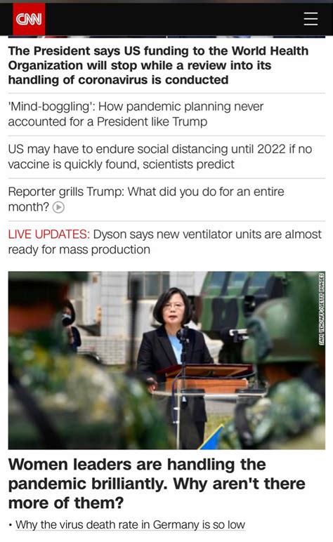 防疫有成！蔡英文登《cnn》網站首頁 台人讚：真辣台妹 政治快訊 要聞 Nownews今日新聞