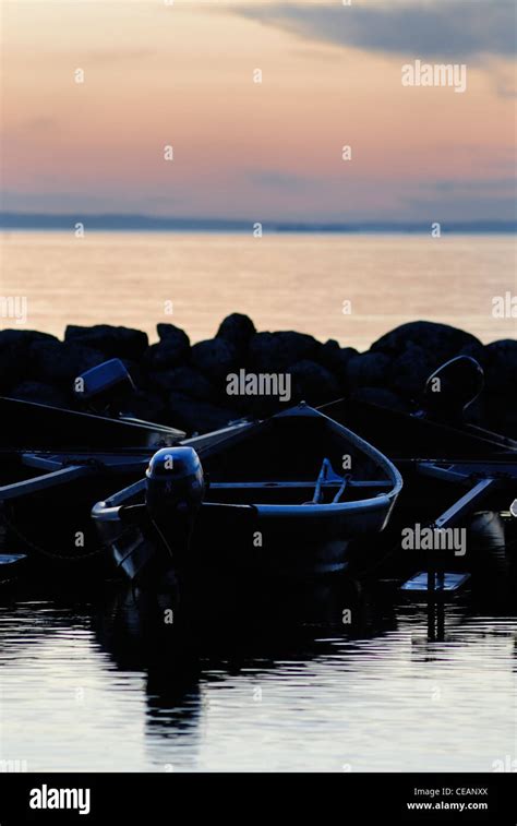 Marina At Night Sweden Stock Photo Alamy