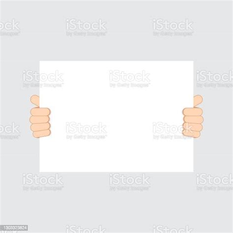 Hands Holding Blank Placard Flat Vector Illustration Stock Illustration