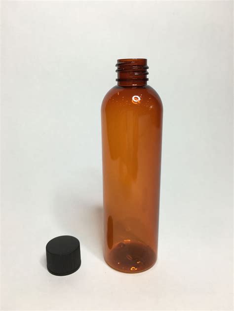 125ml PET Plastic Amber Bottles Black Screw On Caps 20 410 Neck ANY