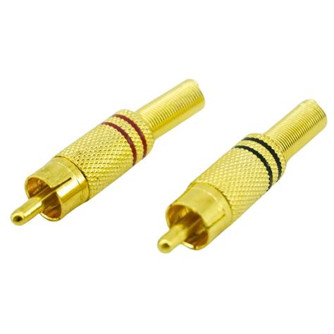 Conector Rca Macho Mm Plug Met Lico Gold Par Ed Cabos