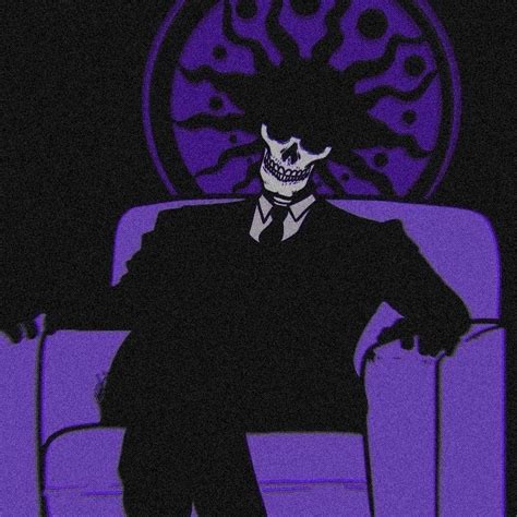 A Skeleton In A Suit And Tie Sitting On A Couch With His Hands Behind