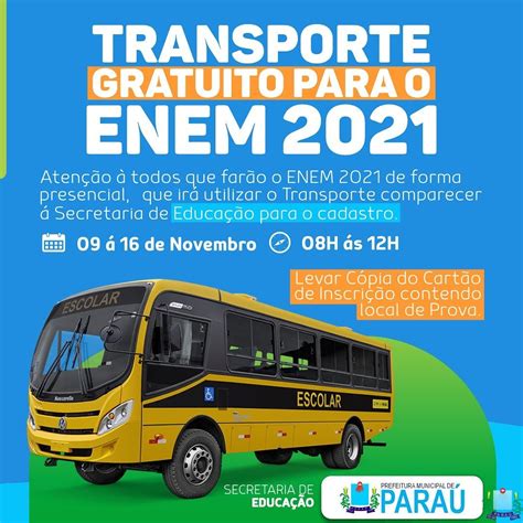 Prefeitura de Paraú Transporte Gratuito para o ENEM 2021