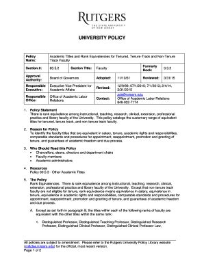 Fillable Online Policies Rutgers Academic Titles And Rank Equivalencies