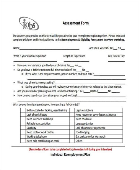 FREE 8 Job Assessment Form Samples In PDF MS Word