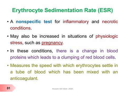 Erythrocyte Sedimentation Rate Esr Ppt