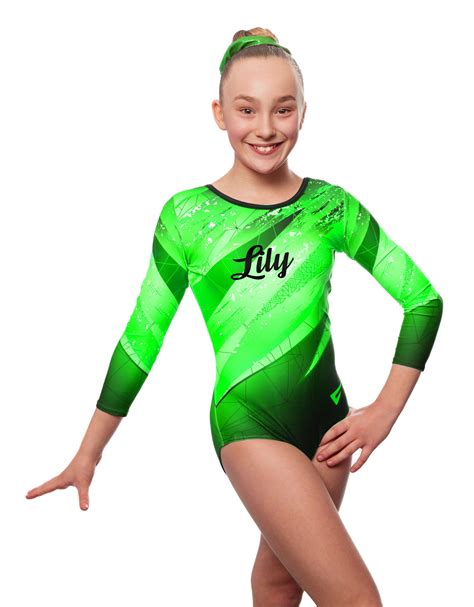 Personalised Kiki Green Long Sleeve Girls Gymnastics Leotard Velocity Pro Sport