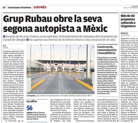 GRUPO RUBAU ABRE AL TRÁFICO SU SEGUNDA AUTOPISTA DE PEAJE EN MÉXICO Rubau