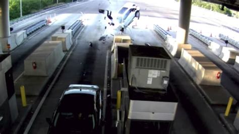 Horror Toll Booth Crash Caught On Cctv