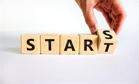 Start To Stars Symbol Businessman Turns A Wooden Cube And Changes The