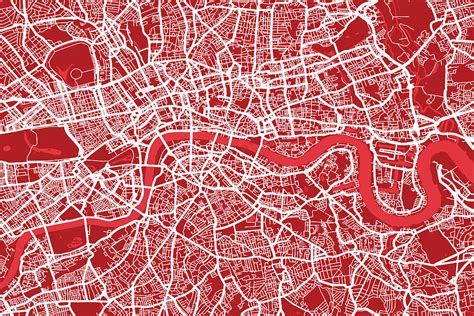 London Map Art Red Digital Art By Michael Tompsett Pixels