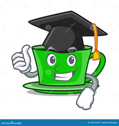 Graduation Green Tea Character Cartoon Stock Vector Illustration Of