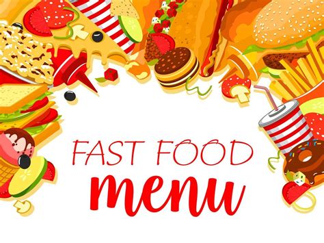 Fast Food Restaurant Menu With Burger And Drink 13210426 Vector Art At