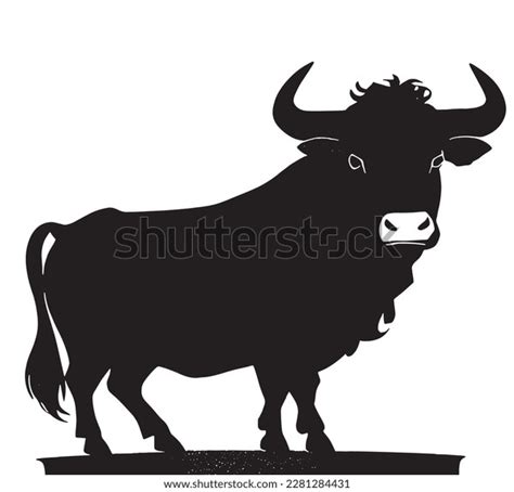 Black Silhouette Bull On White Background Stock Vector (Royalty Free ...