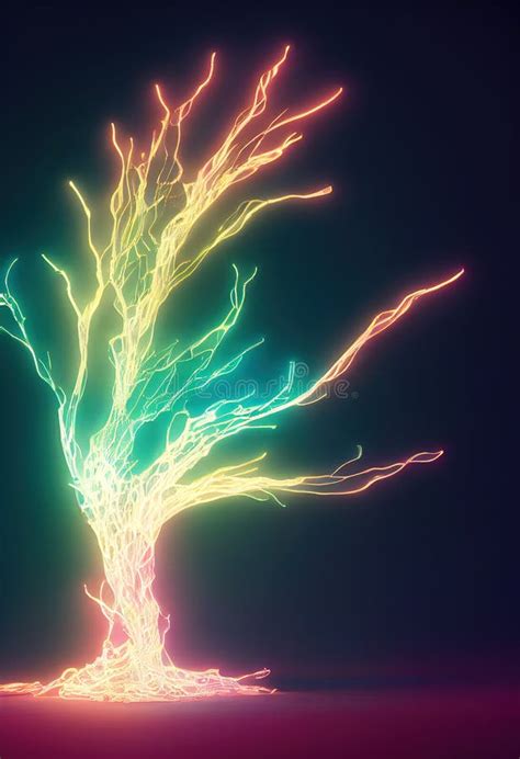 Bright Glowing Neural Tree Luminous Branched Tree A Beautiful