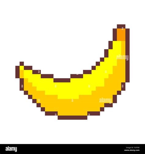 Banana Pixel Art Fruit Pixelated Old Game Graphics 8 Bit Big Vector