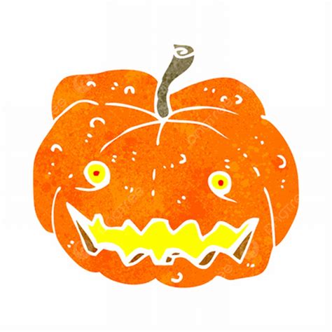 Spooky Pumpkin Vector Hd PNG Images Retro Cartoon Spooky Pumpkin