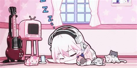 Anime Cat GIF - Anime Cat Sleeping - Discover & Share GIFs